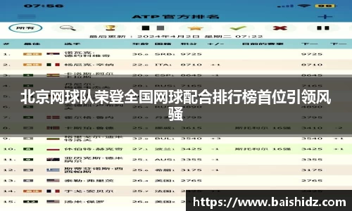 北京网球队荣登全国网球配合排行榜首位引领风骚
